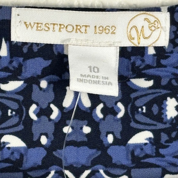 WESTPORT‎ 1962 Stretch Blue Black White Red Bohemian Floral Print Sz 10 NWT - Picture 4 of 11